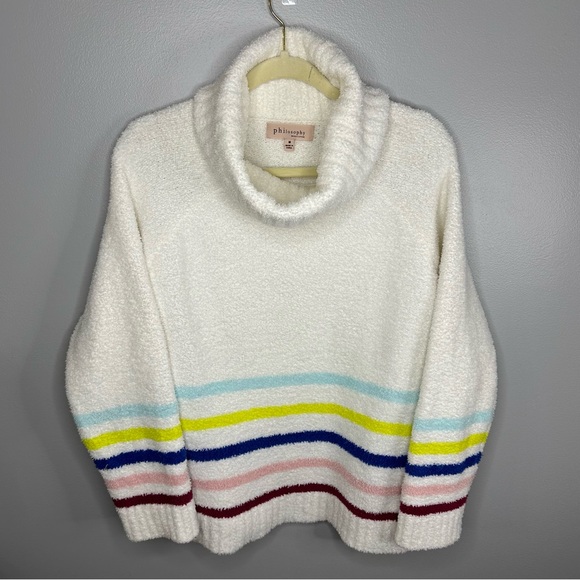 Philosophy Ivory/Stripe Oversized Super Soft Sweater Women's Size Medium - Picture 1 of 10